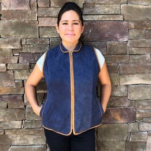 Blue nubuck leather vest
